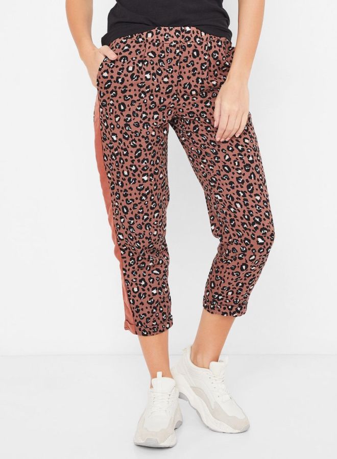 Stock Leopard Printed Elasticated Waist Pants Brown/Black/White - Image 1