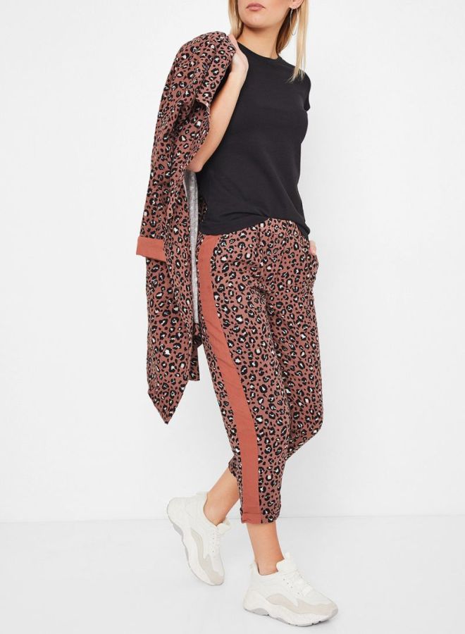 Stock Leopard Printed Elasticated Waist Pants Brown/Black/White - Image 3