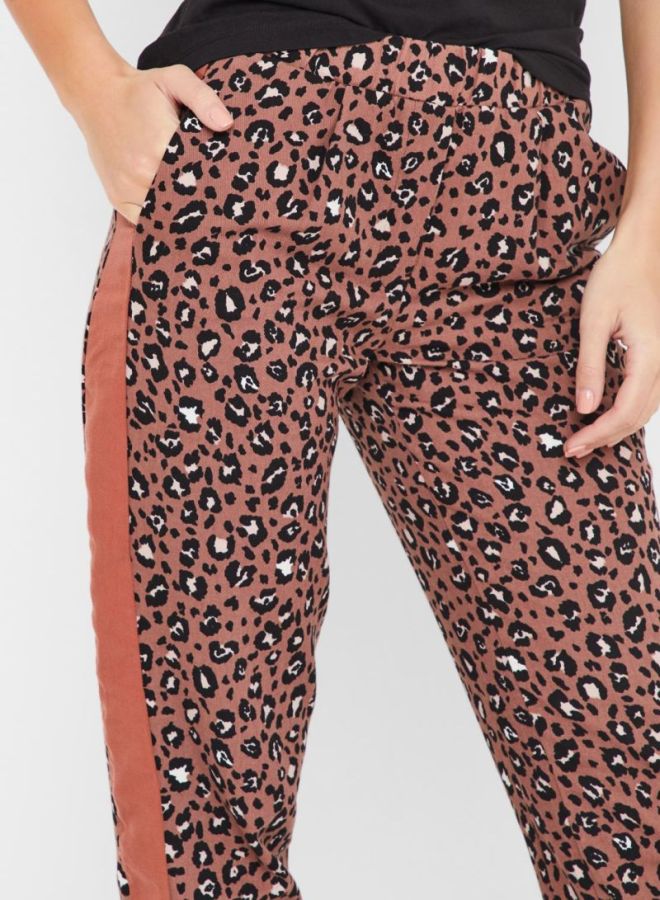 Stock Leopard Printed Elasticated Waist Pants Brown/Black/White - Image 4