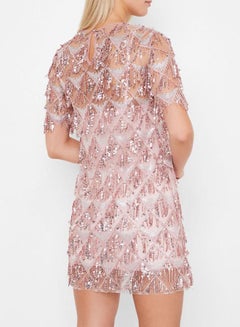 Stock Sequin Detailed Mini Dress Pink  - Image 2