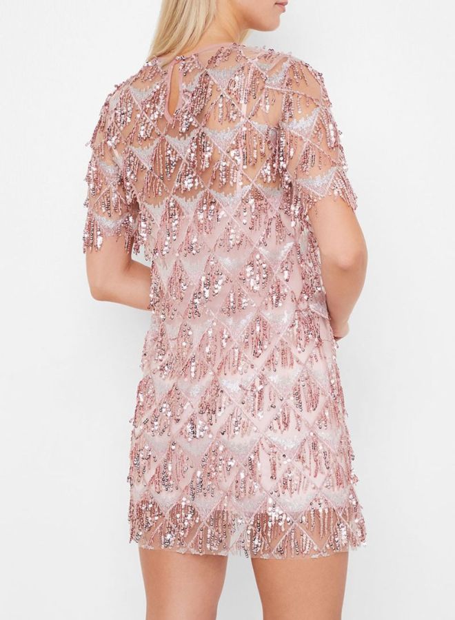 Stock Sequin Detailed Mini Dress Pink  - Image 2
