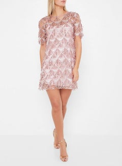 Stock Sequin Detailed Mini Dress Pink  - Image 3