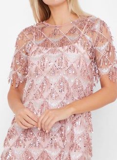 Stock Sequin Detailed Mini Dress Pink  - Image 4