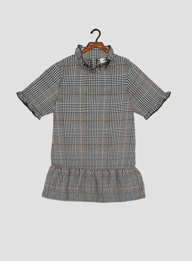 NAME IT Houndstooth Printed Dress Grey Melange - Image 1