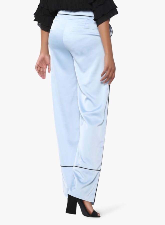 ستوك بنطال بأرجل واسعة مزين بأشرطة رفيعة أزرق - Image 2