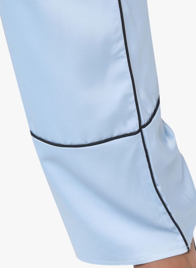 ستوك بنطال بأرجل واسعة مزين بأشرطة رفيعة أزرق - Image 4