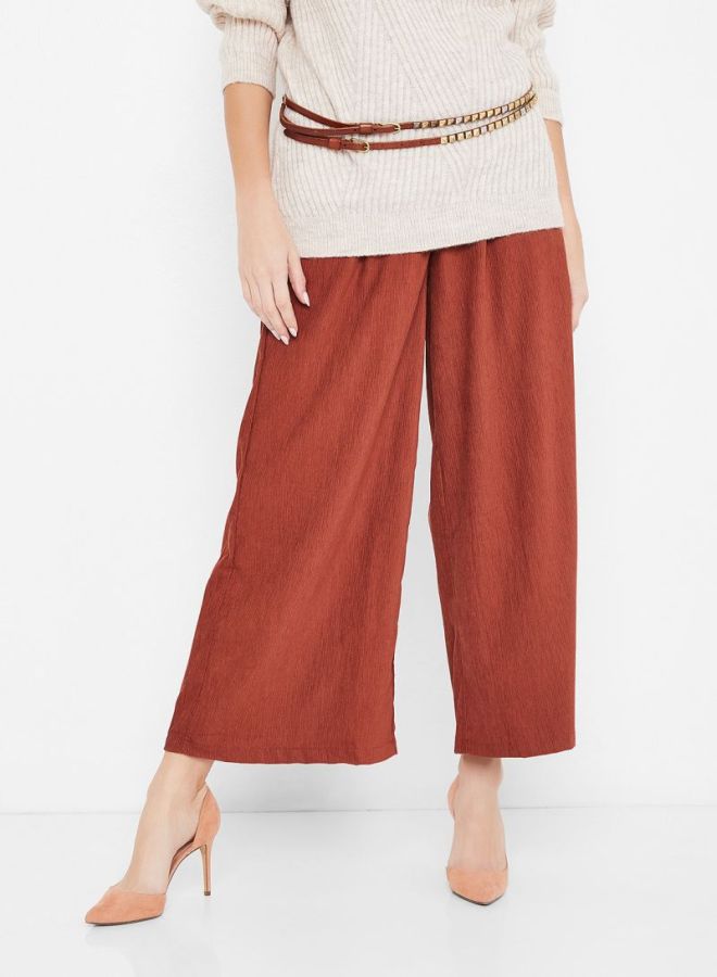 ستوك بنطال كوردروي بساق واسعة وحافة من المطاط أحمر - Image 1