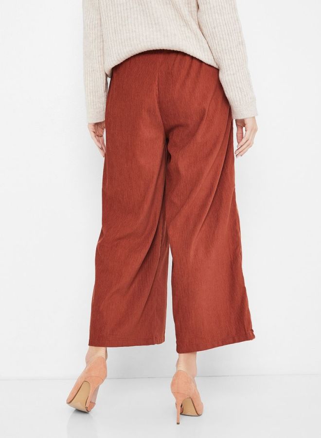 ستوك بنطال كوردروي بساق واسعة وحافة من المطاط أحمر - Image 2
