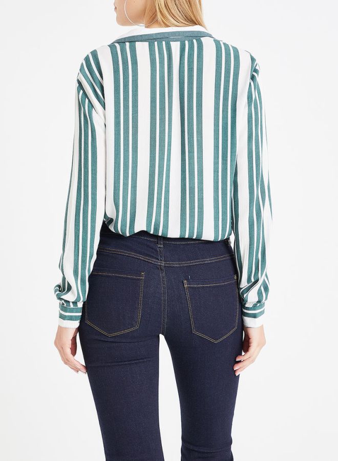 Jacqueline de Yong - Striped Shirt White/Green - Image 1