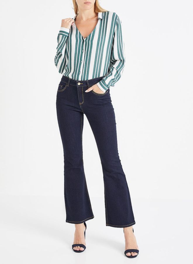 Jacqueline de Yong - Striped Shirt White/Green - Image 1