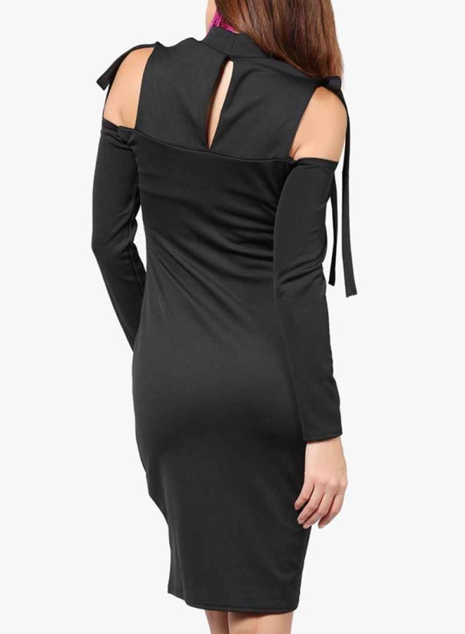 LOST INK Bow Cut-Out Bodycon Dress Black  - Image 2