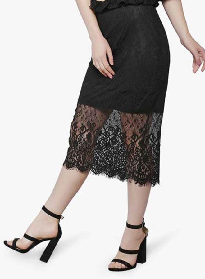 LOST INK Paperbag Waist Lace Skirt Black  - Image 1