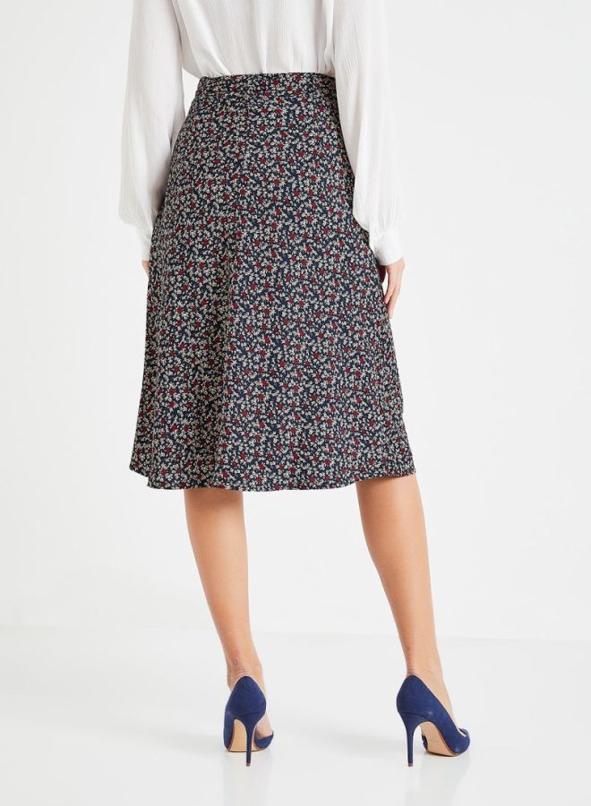 Floral Belted Skirt Navy - v1597847964/N34220725V_2