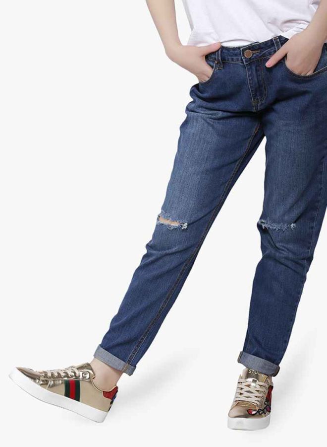 LOST INK Slim Boyfriend Jeans Blue  - Image 4