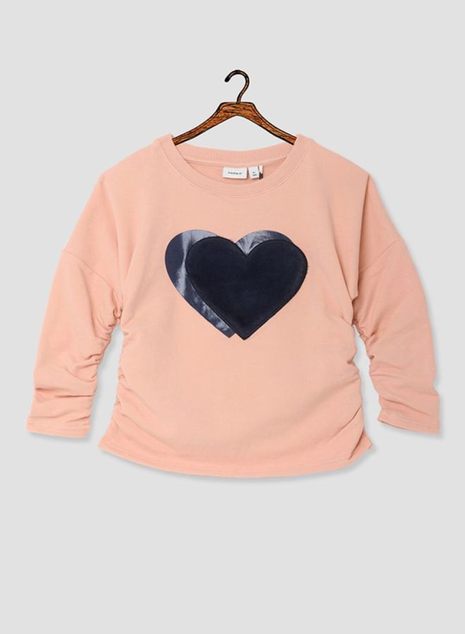NAME IT - Furry Heart Sweatshirt Rose Cloud - Image 1