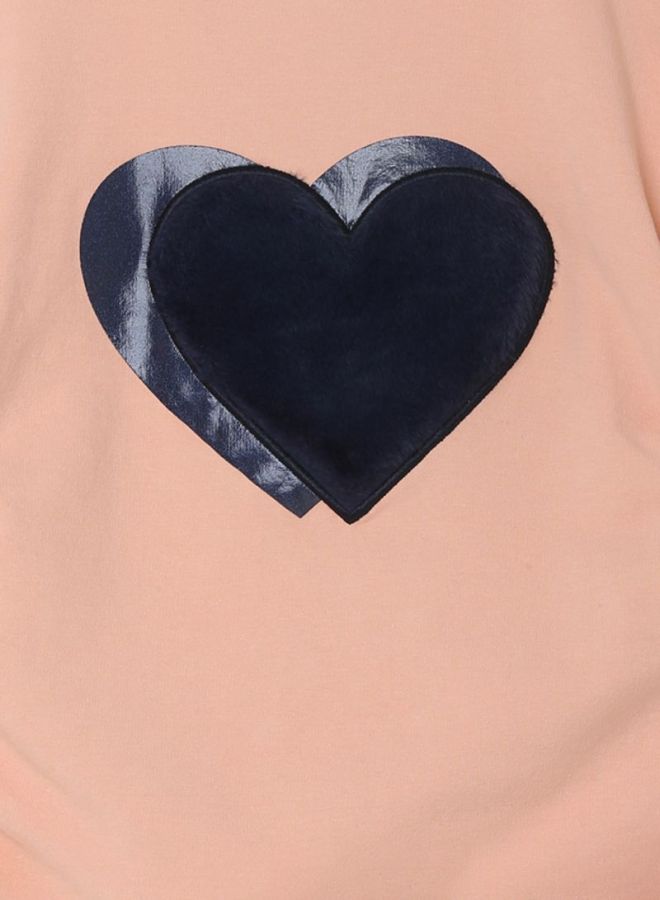 NAME IT - Furry Heart Sweatshirt Rose Cloud - Image 1