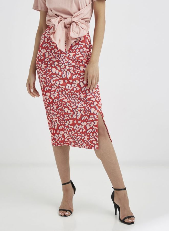 LOST INK Contrast Textured Pencil Skirt Multicolour  - Image 2