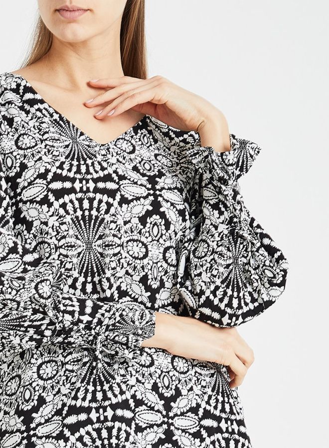 Jacqueline de Yong - Printed Viscose Top black - Image 1