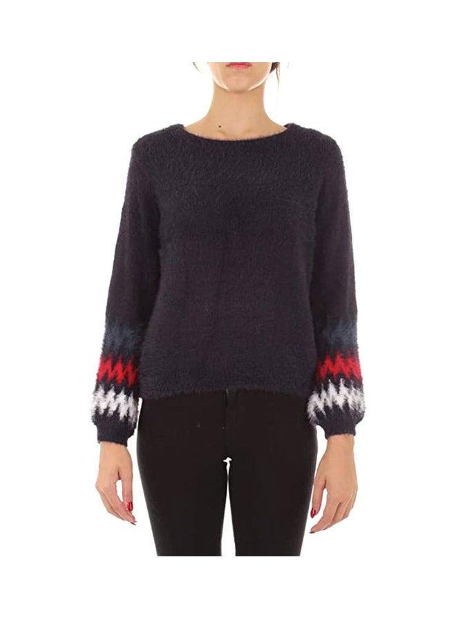 جاكلين دي يونج سترة بأكمام مزيّنة بنقشة خطوط متعرجة أزرق - Image 1