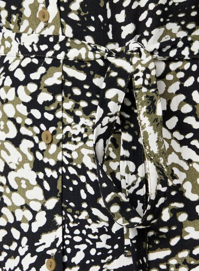 PIECES - Printed Midi Shirt Dress Black - Image 1