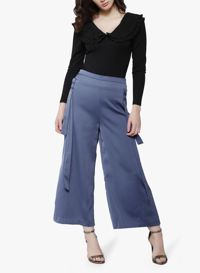 LOST INK Ankle-Length Wide Leg Trousers Blue  - Image 3