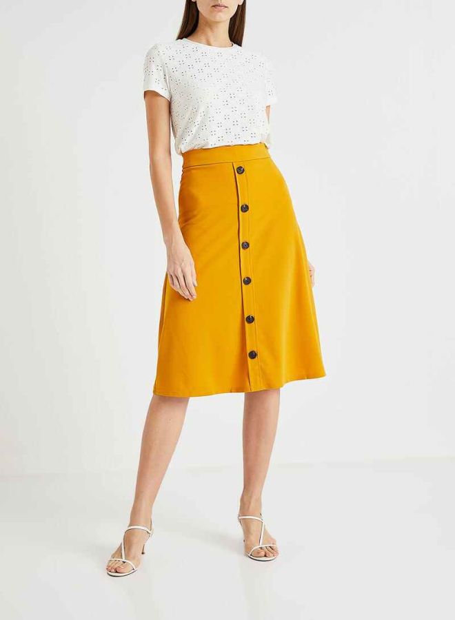 Jacqueline de Yong - Button Through Skirt Yellow - Image 1