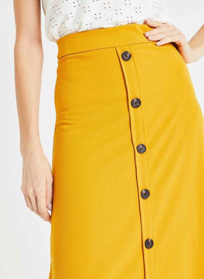 Jacqueline de Yong - Button Through Skirt Yellow - Image 1