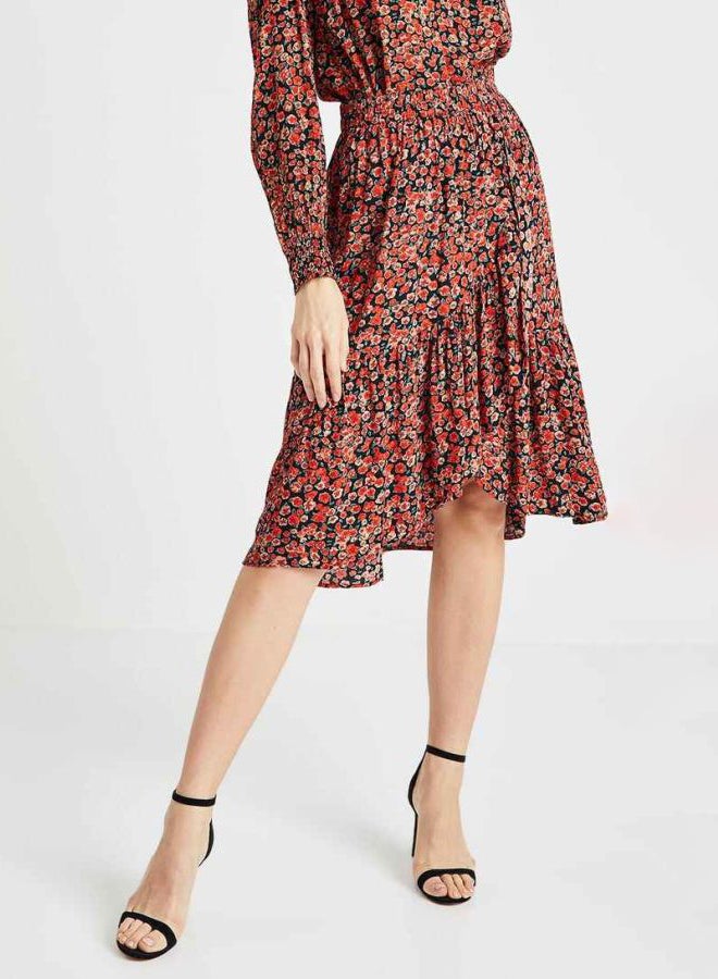 Floral High-Low Hem Skirt Black/Red - v1597848058/N35160503V_1