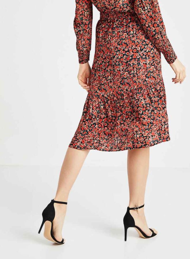 Floral High-Low Hem Skirt Black/Red - v1597848058/N35160503V_2