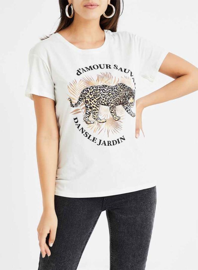 Jacqueline de Yong - Animal Printed Graphic T-shirt Multicolour - Image 1