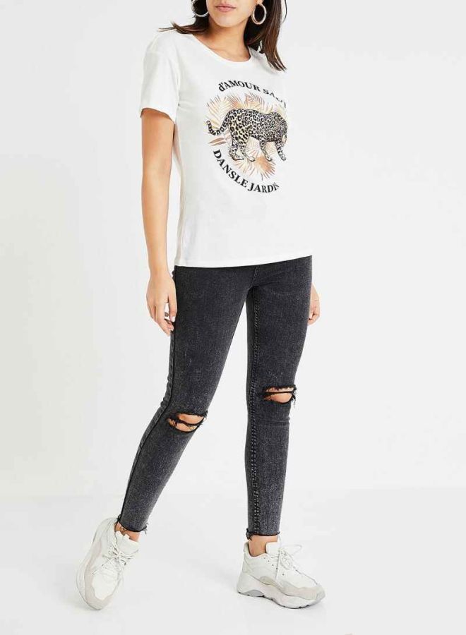Jacqueline de Yong - Animal Printed Graphic T-shirt Multicolour - Image 1