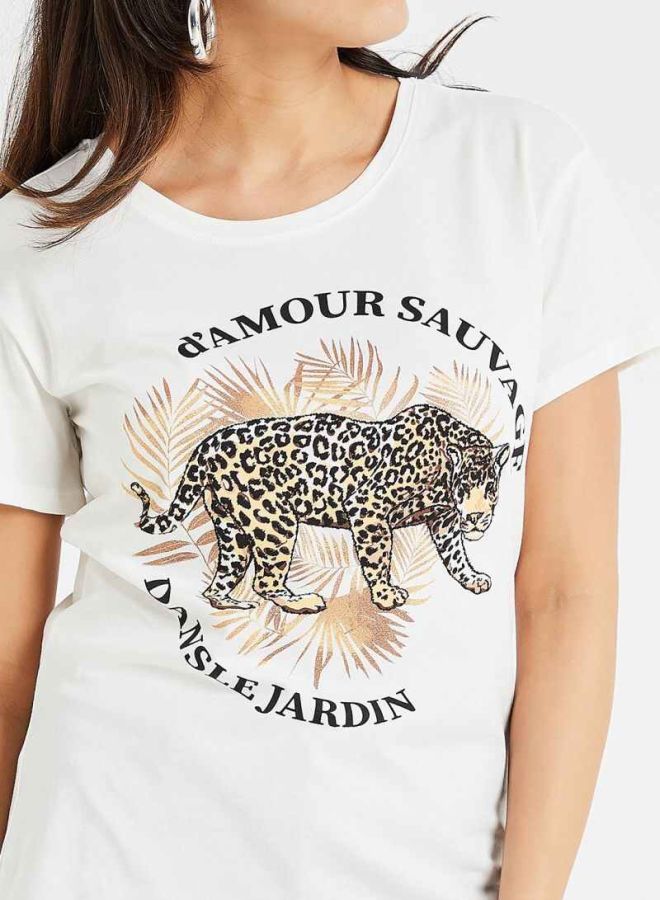 Jacqueline de Yong - Animal Printed Graphic T-shirt Multicolour - Image 1