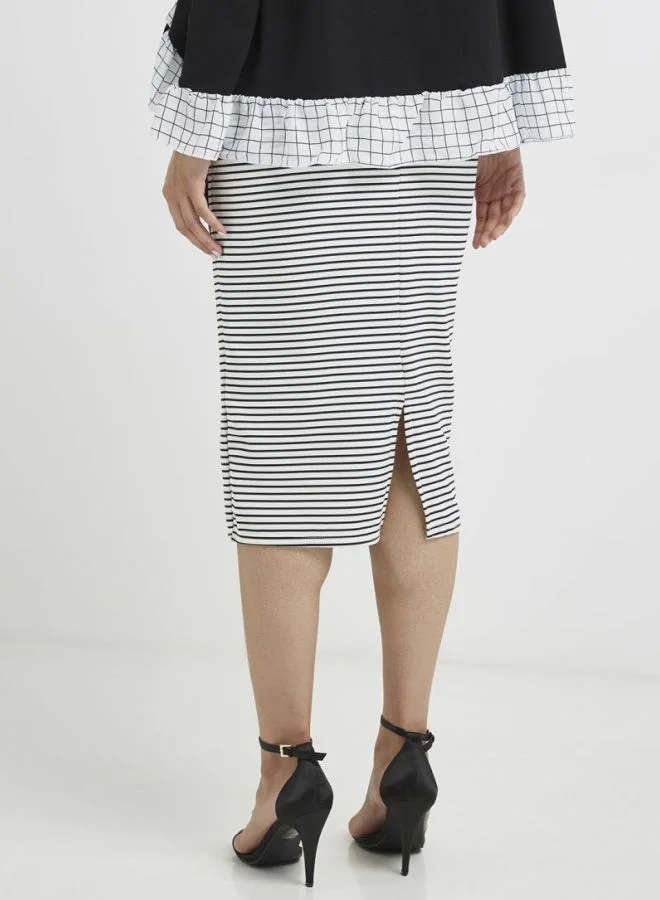 LOST INK Tie Waist Skirt Black/White
