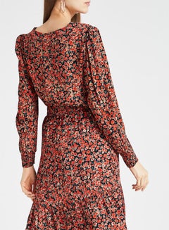 PIECES Floral Printed Top Black/Red  - Image 2