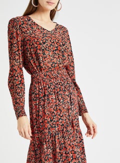PIECES Floral Printed Top Black/Red  - Image 1