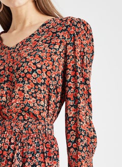 PIECES Floral Printed Top Black/Red  - Image 4