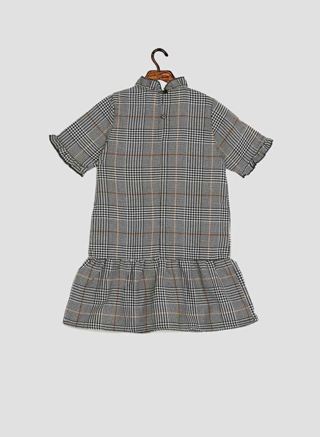 NAME IT Houndstooth Printed Dress Grey Melange - Image 2