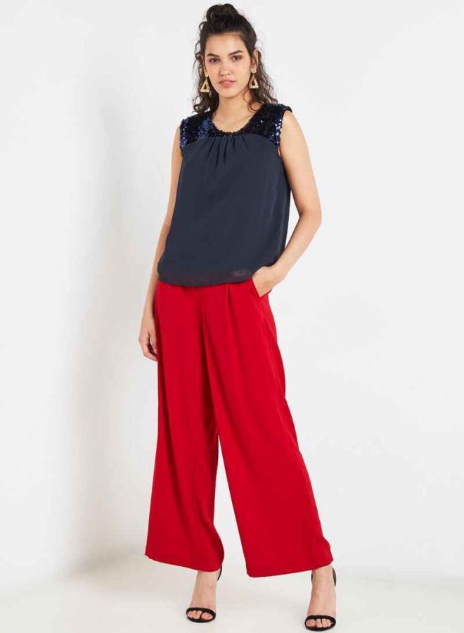 Jacqueline de Yong - Sequin Trim Tank Top Navy - Image 1