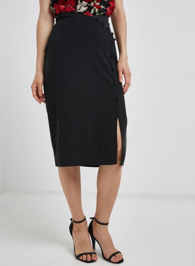 LOST INK Side Slit Skirt Black  - Image 2