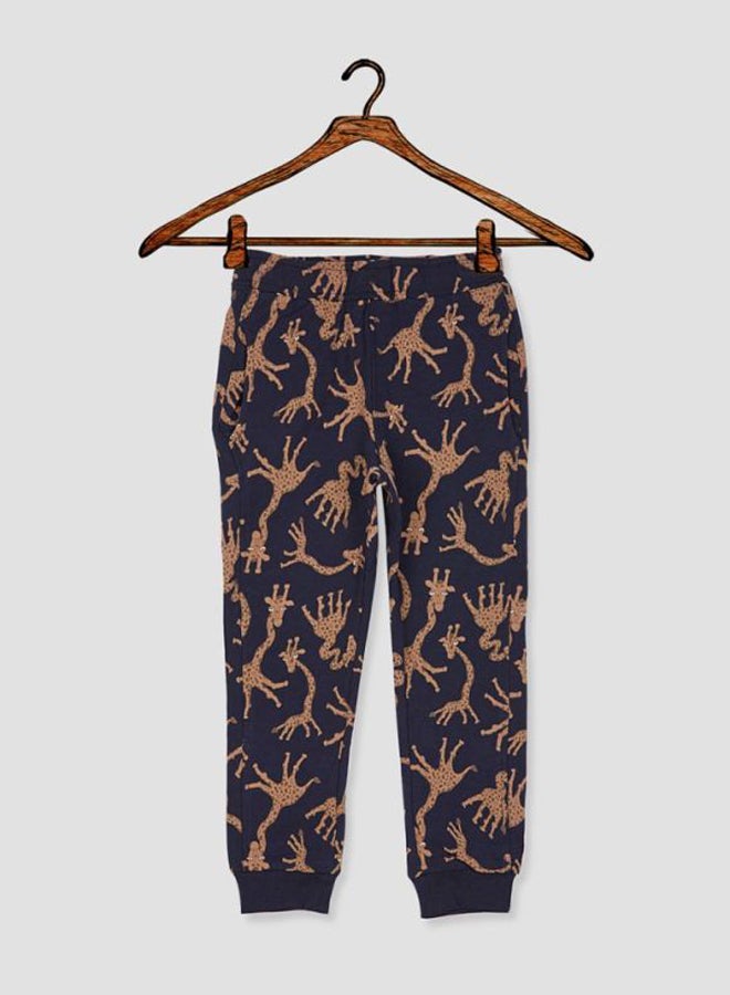 NAME IT - Giraffe Printed Sweatpants Dark Sapphire - Image 1