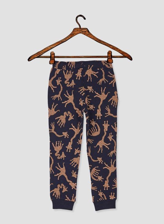 NAME IT - Giraffe Printed Sweatpants Dark Sapphire - Image 1