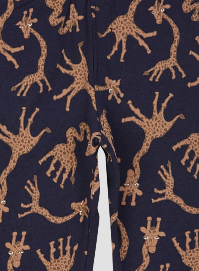 NAME IT - Giraffe Printed Sweatpants Dark Sapphire - Image 1