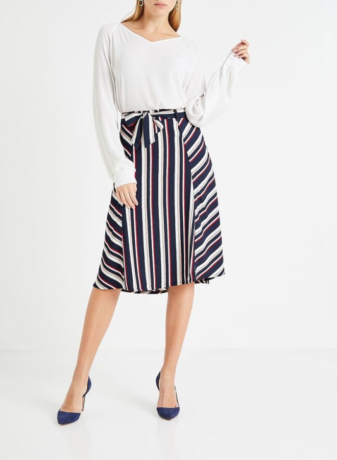 Jacqueline de Yong Printed Midi Skirt Blue/Navy Blazer  - Image 3