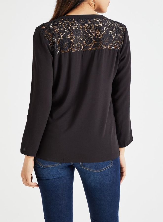 Jacqueline de Yong - Lace Detail Top Black - Image 1