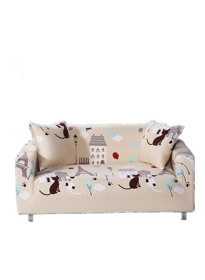 Beauenty Printed 3-Seater Sofa Slipcover Beige/Blue/White 190-230cm - Image 1