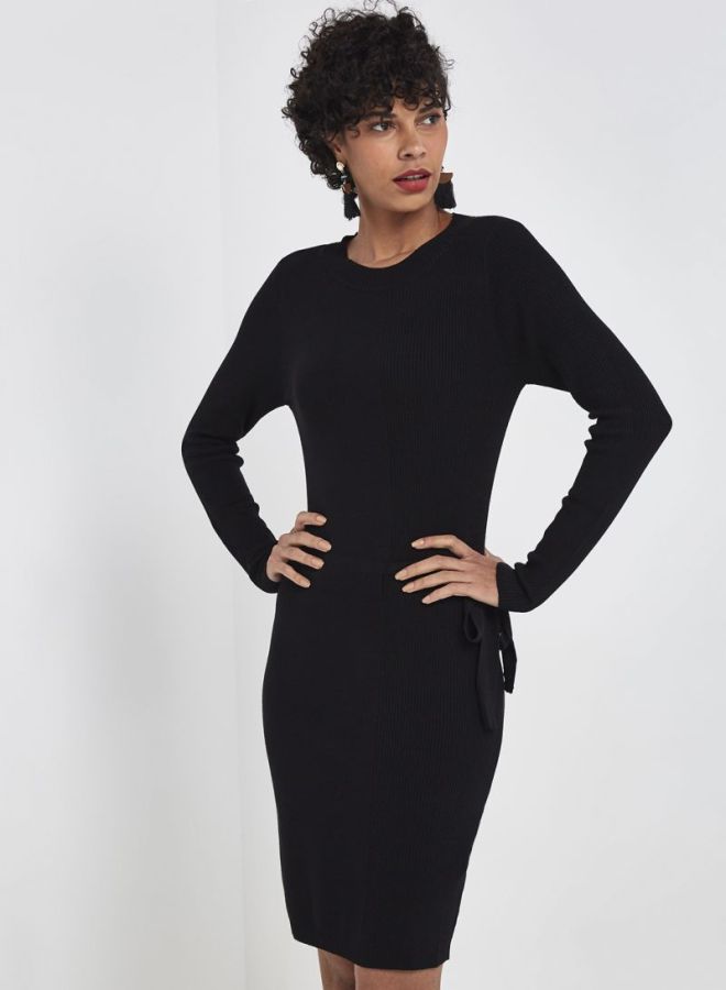 Jacqueline de Yong Belted Knit Dress Black  - Image 1