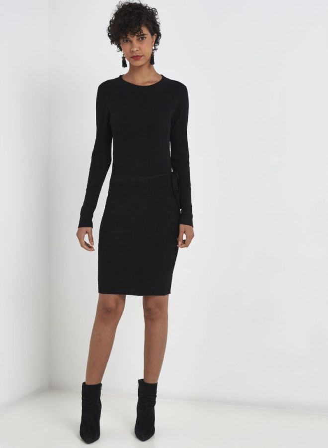 Jacqueline de Yong Belted Knit Dress Black  - Image 3