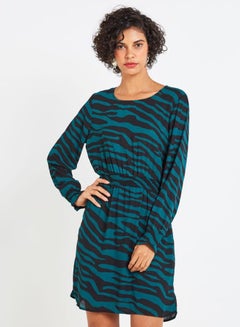 Jacqueline de Yong Animal Print Dress Blue/Black  - Image 1