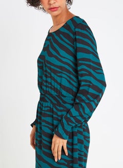 Jacqueline de Yong Animal Print Dress Blue/Black  - Image 4