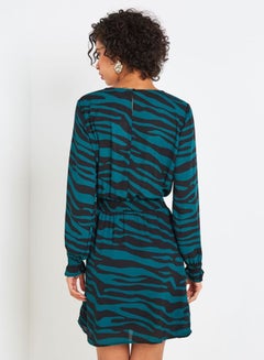 Jacqueline de Yong Animal Print Dress Blue/Black  - Image 2